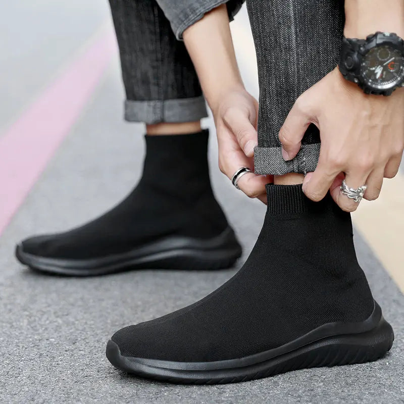 Men's and women's new high-top casual sports shoes walking flat ankle boots lovers non-slip shoes autumn and winter