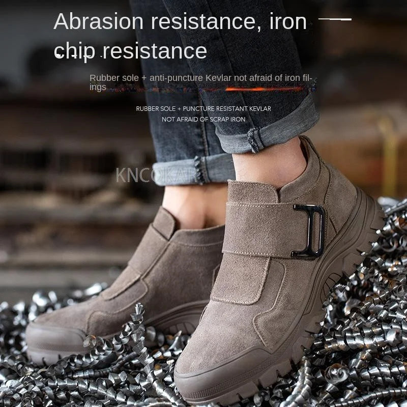 Outdoor Male Indestructible Shoes Steel Toe Safety Shoes Men Work Shoes Anti-smash Anti-puncture Work Sneakers Welder Shoes Male