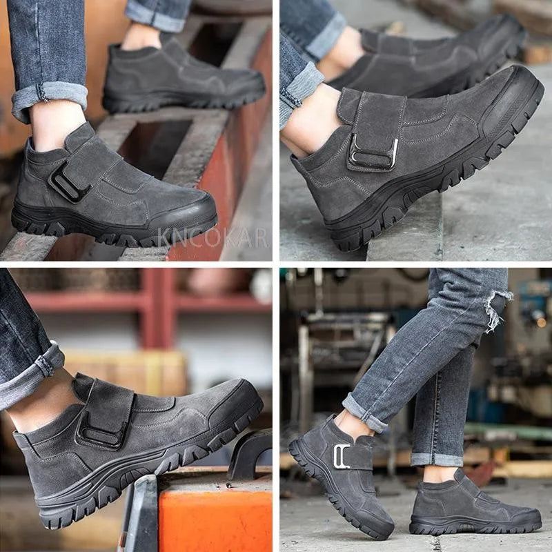 Outdoor Male Indestructible Shoes Steel Toe Safety Shoes Men Work Shoes Anti-smash Anti-puncture Work Sneakers Welder Shoes Male