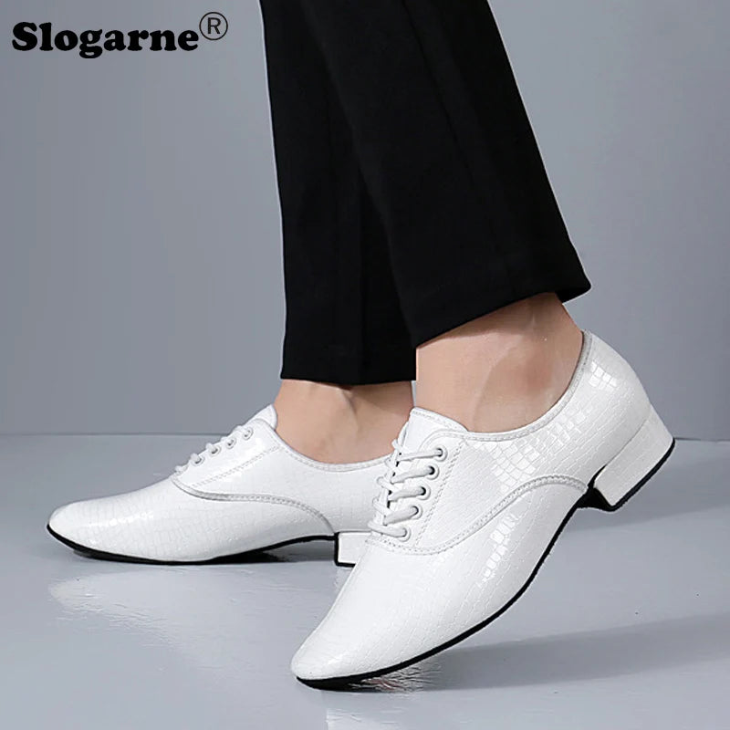 Male Big Size White Dance Shoes Men Soft Leather Latin Shoes Man Jazz Waltz Ballroom Dancing Yoga Train Sneakers Stage Footwear