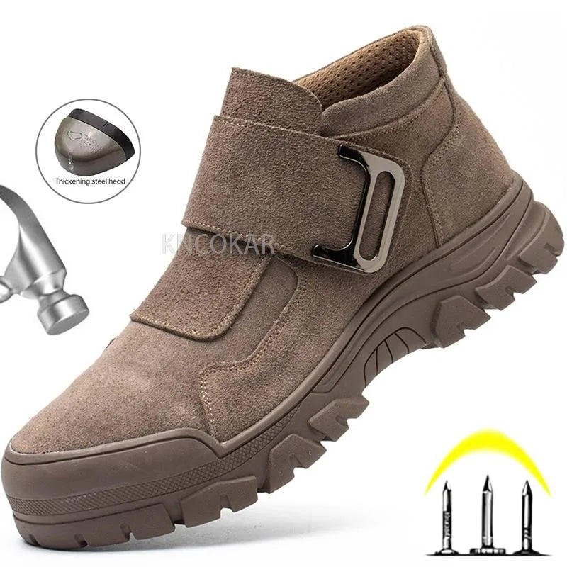 Outdoor Male Indestructible Shoes Steel Toe Safety Shoes Men Work Shoes Anti-smash Anti-puncture Work Sneakers Welder Shoes Male