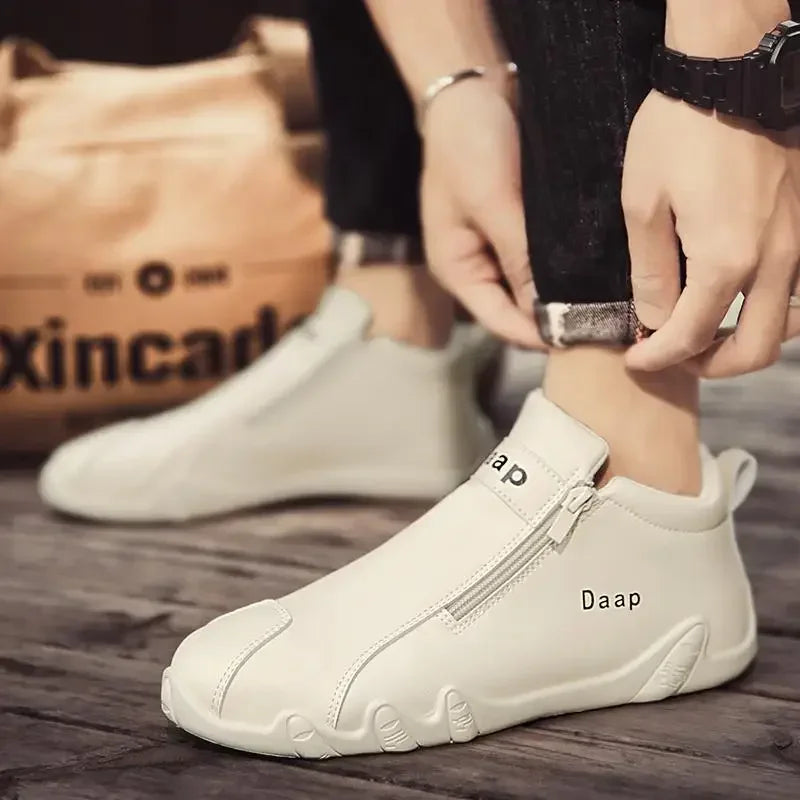 2024 New Casual Shoes for Men Luxury Round Toe Men Ankle Boots Light Slip on Walking Shoes Outdoor Comfor Men High Top Sneakers