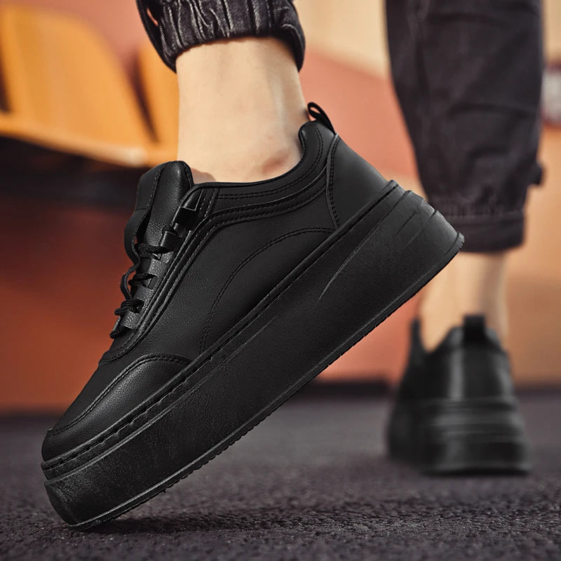 2024 Autumn New Men's Board Shoes Thick Sole Elevated Shoes Trendy Fashion Casual Shoes Student Four Seasons Little White Shoes