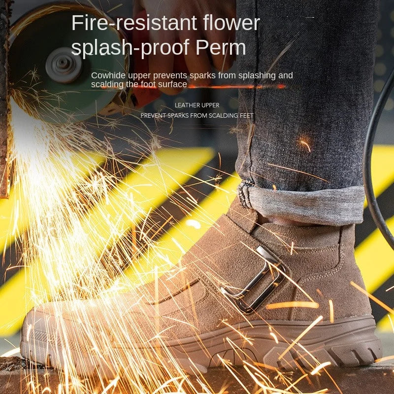 Outdoor Male Indestructible Shoes Steel Toe Safety Shoes Men Work Shoes Anti-smash Anti-puncture Work Sneakers Welder Shoes Male