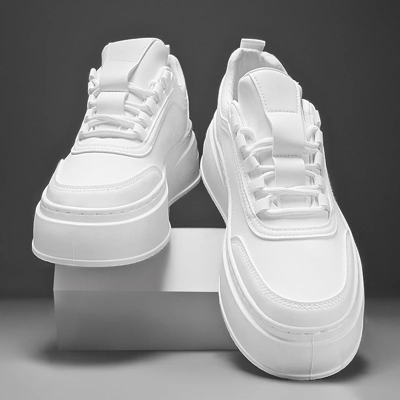 2024 Autumn New Men's Board Shoes Thick Sole Elevated Shoes Trendy Fashion Casual Shoes Student Four Seasons Little White Shoes