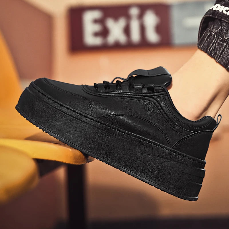 2024 Autumn New Men's Board Shoes Thick Sole Elevated Shoes Trendy Fashion Casual Shoes Student Four Seasons Little White Shoes