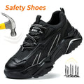 Handsome Black Safety Shoes Lightweight Steel Toe   Anti Smash Puncture Proof Kevlar Soft Sole Insulated Work Sneakers Men Women