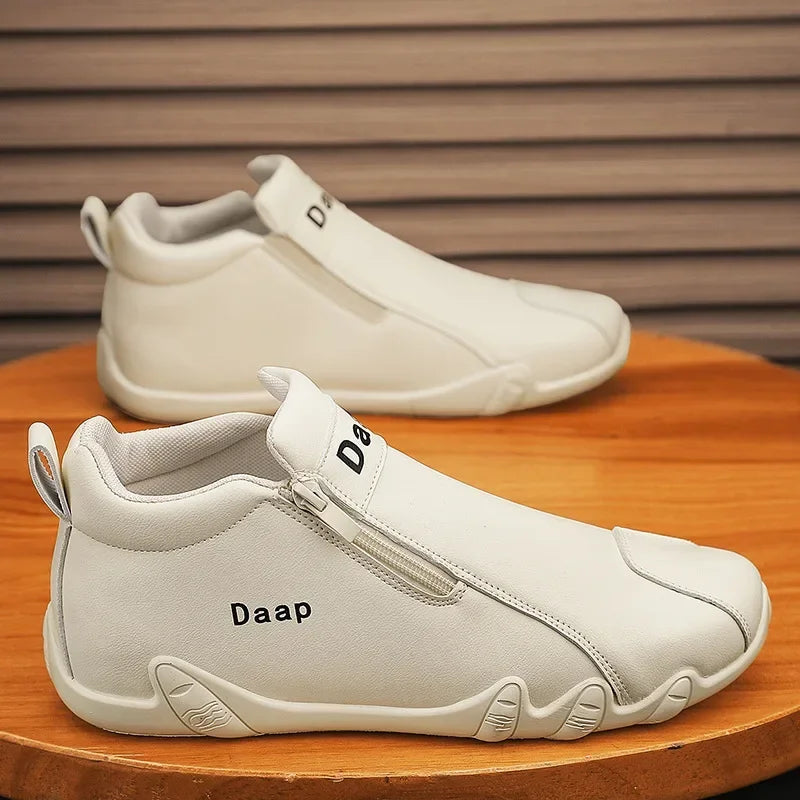 2024 New Casual Shoes for Men Luxury Round Toe Men Ankle Boots Light Slip on Walking Shoes Outdoor Comfor Men High Top Sneakers