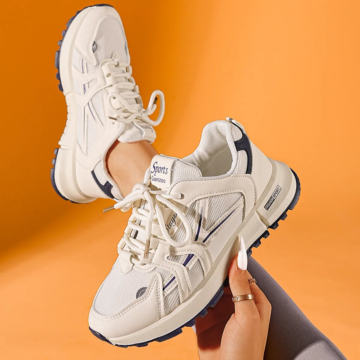 2025 New Comfortable and Stylish Women's Shoes: Elegant Round-Toe Solid Color Sporty Casual Shoes for Spring and Autumn
