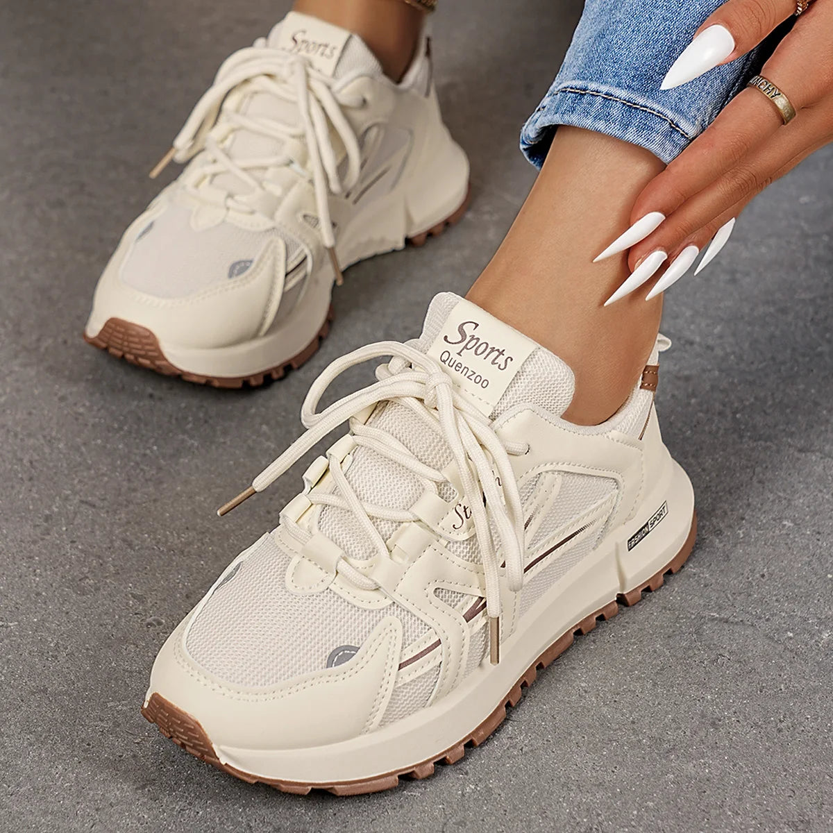 2025 New Comfortable and Stylish Women's Shoes: Elegant Round-Toe Solid Color Sporty Casual Shoes for Spring and Autumn