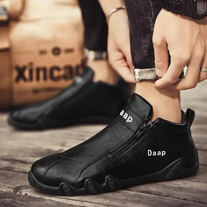 2024 New Casual Shoes for Men Luxury Round Toe Men Ankle Boots Light Slip on Walking Shoes Outdoor Comfor Men High Top Sneakers