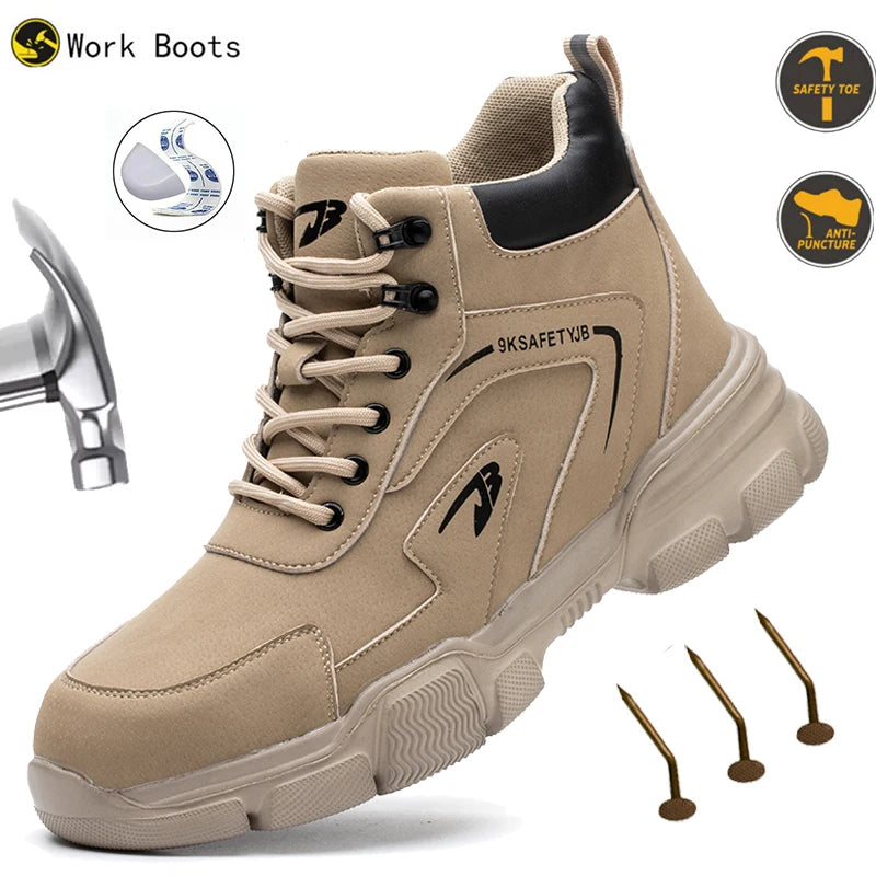 Safety Shoes Men Steel toe shoes Work Sneakers Indestructible Shoes Anti-smash Anti-puncture Waterproof boots Protective Boots