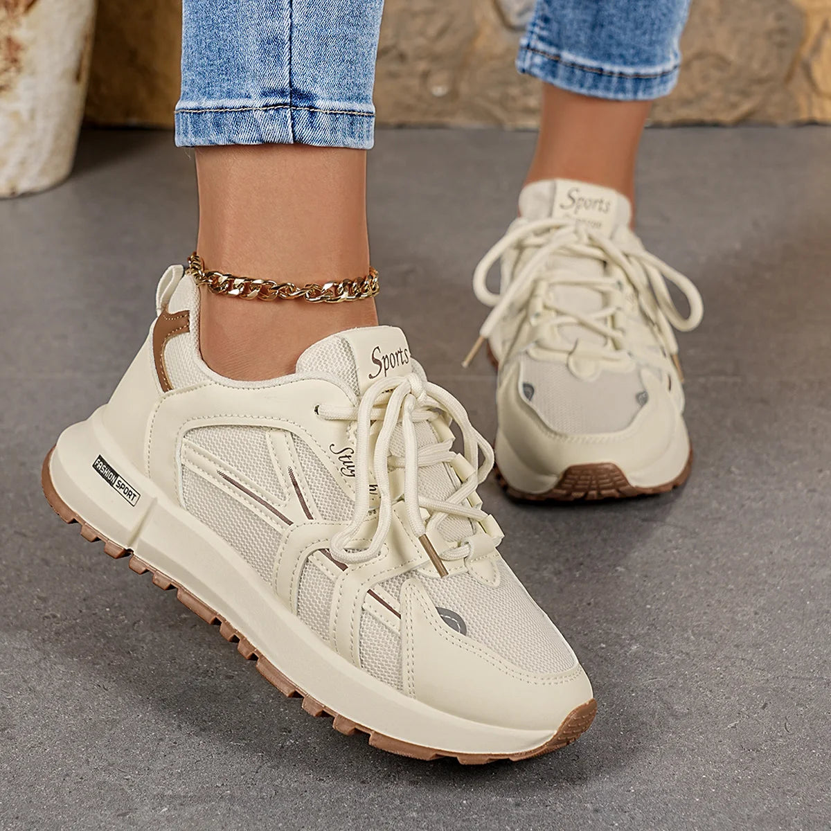 2025 New Comfortable and Stylish Women's Shoes: Elegant Round-Toe Solid Color Sporty Casual Shoes for Spring and Autumn