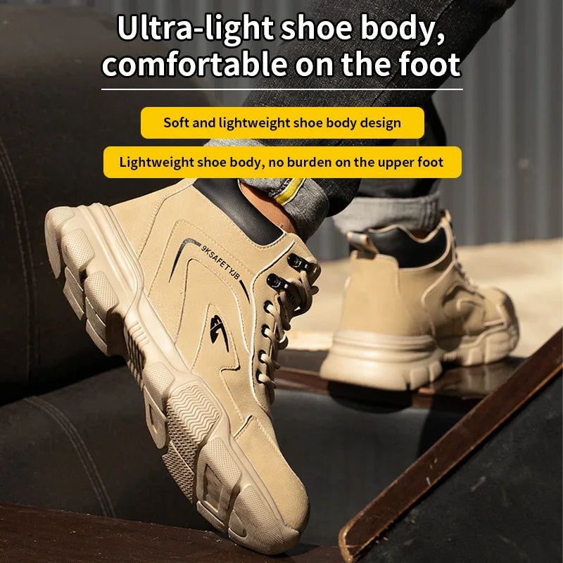 Safety Shoes Men Steel toe shoes Work Sneakers Indestructible Shoes Anti-smash Anti-puncture Waterproof boots Protective Boots