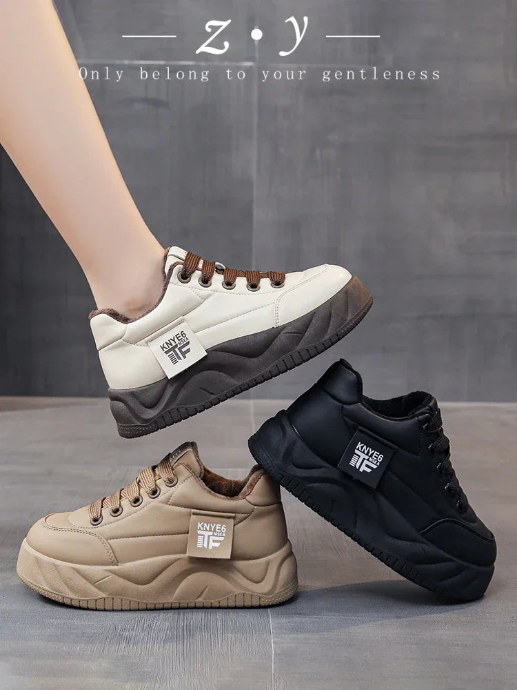 Shoes Woman 2024 Round Toe  Platform Autumn Casual Female Sneakers Shallow Mouth New Creepers Small Fall Sports Winter