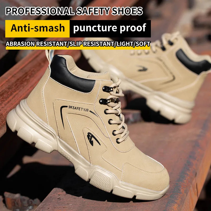 Safety Shoes Men Steel toe shoes Work Sneakers Indestructible Shoes Anti-smash Anti-puncture Waterproof boots Protective Boots
