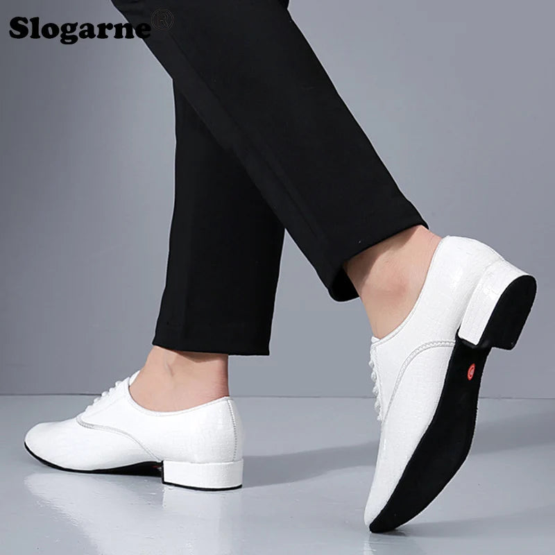 Male Big Size White Dance Shoes Men Soft Leather Latin Shoes Man Jazz Waltz Ballroom Dancing Yoga Train Sneakers Stage Footwear