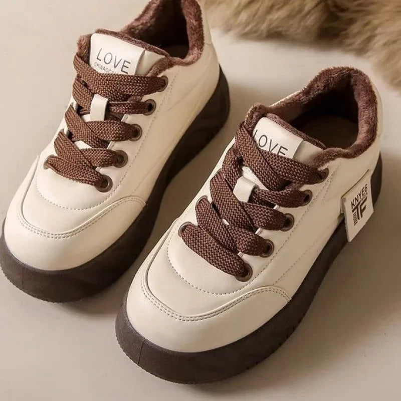 Shoes Woman 2024 Round Toe  Platform Autumn Casual Female Sneakers Shallow Mouth New Creepers Small Fall Sports Winter