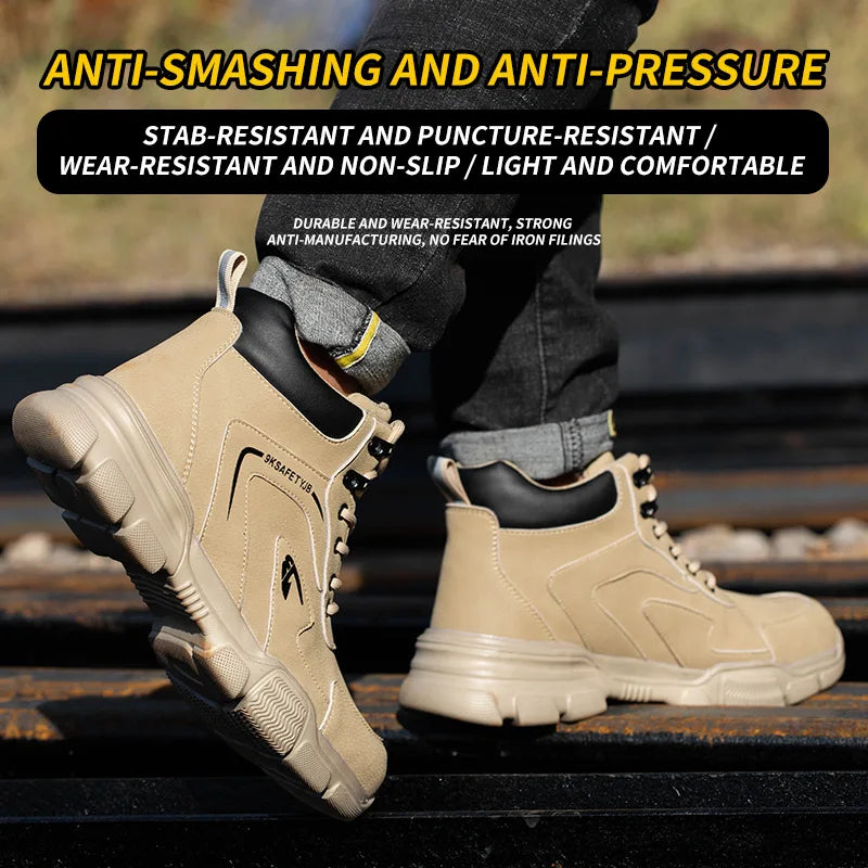 Safety Shoes Men Steel toe shoes Work Sneakers Indestructible Shoes Anti-smash Anti-puncture Waterproof boots Protective Boots
